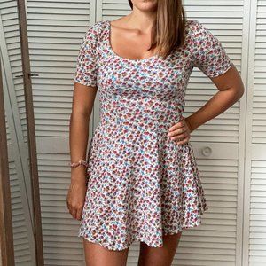 Monteau Floral Short-Sleeve Cotton Dress M